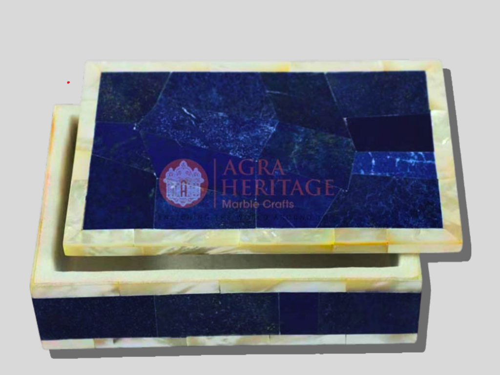 Marble Lapis Stone Jewelry Keepsake Box